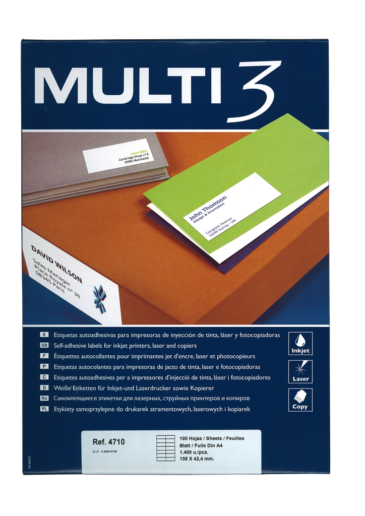 MULTI3 #04711 三用 LABEL 105 X 48MM 12'S
