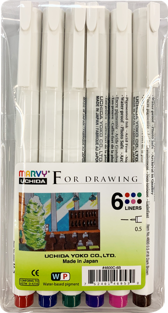 MARVY #4600-6B 0.5 6C DRAWING TECHNICAL PEN SET