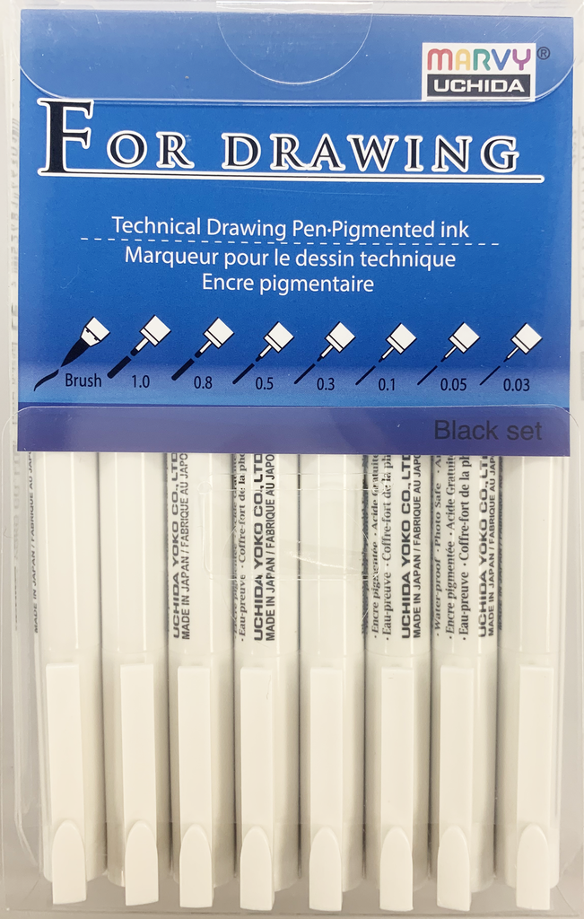 MARVY 4600-8VX 8S DRAWING TECH. PEN 黑色套裝