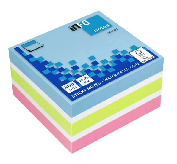 INFO #5654-73 混色強力便利貼 Sticky Notes (75 x 75mm) 400張
