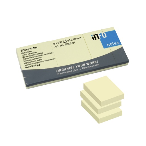 [PIPIF565301] INFO #5653-01 黃色 Sticky Notes (50 x 40mm 3本)