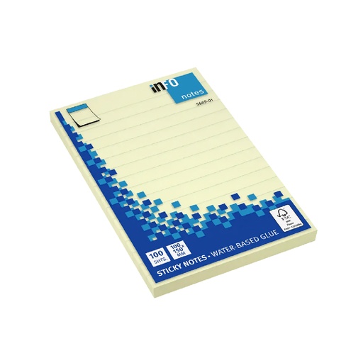 [PIPIF566901] INFO #5669-01 Sticky Notes (100 x 150mm) 橫線黃色