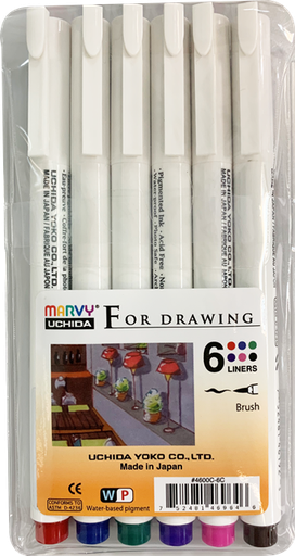 [PNDMY46006C] MARVY #4600-6C BRUSH 6C DRAWING TECHNICAL PEN SET