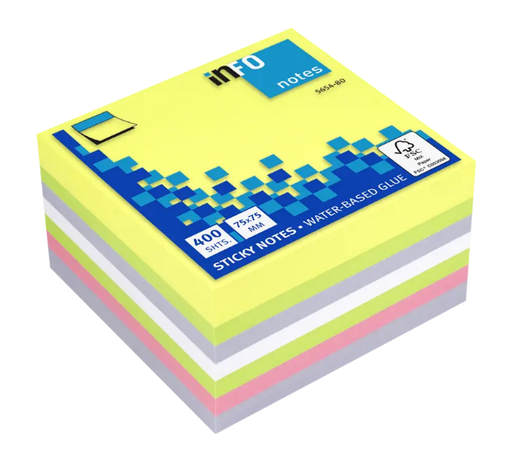 [PIPIF565480] INFO #5654-80 螢光色系強力便利貼 Sticky Notes (75 x 75mm) 400張